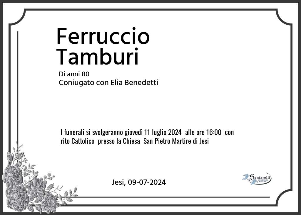 Manifesto funebre di Ferruccio  Tamburi Jesi