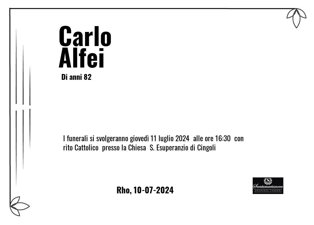 Manifesto funebre di Carlo  Alfei Rho