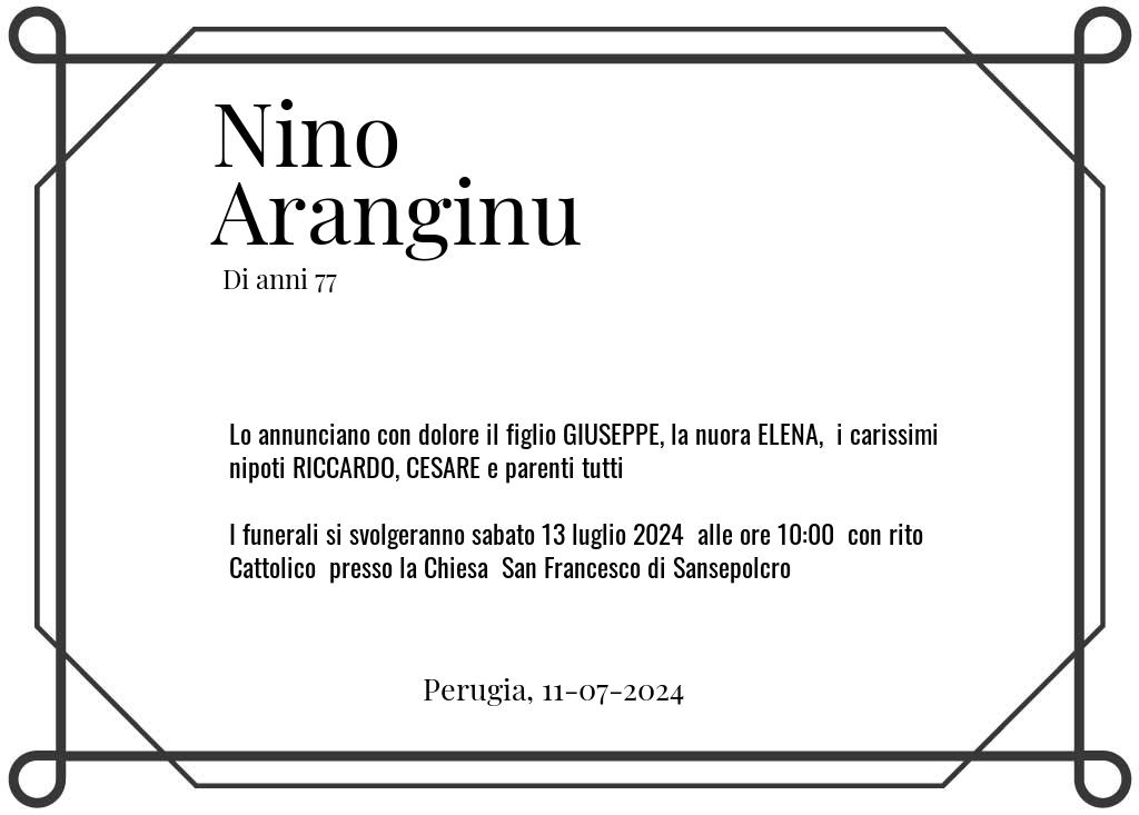 Manifesto funebre di Nino  Aranginu Perugia