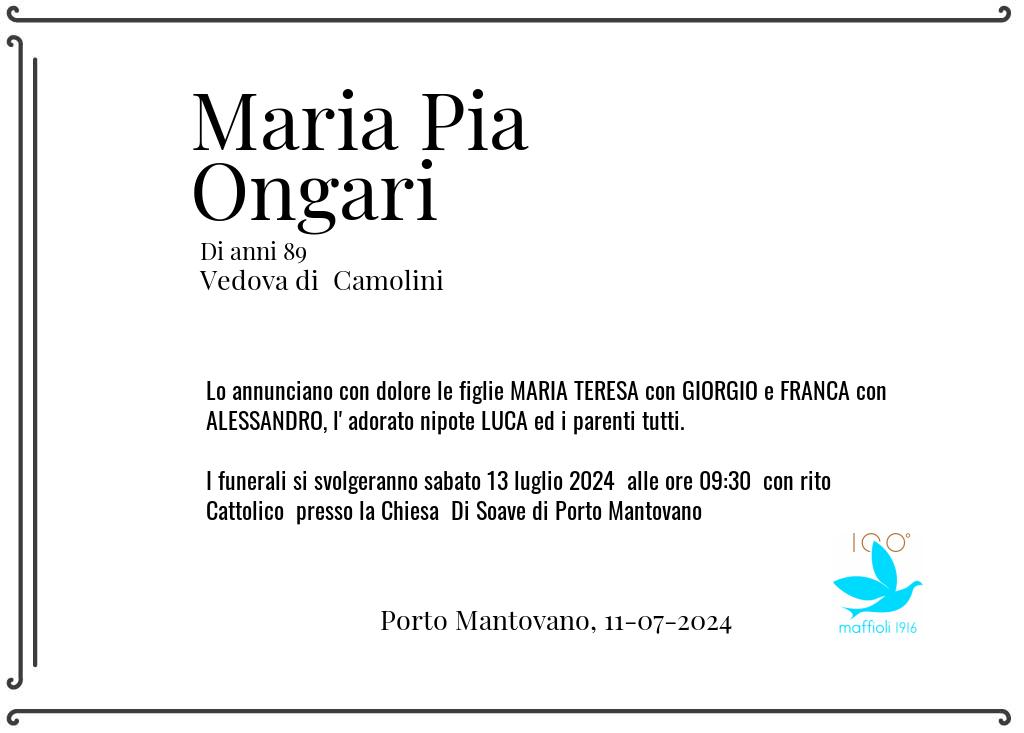 Manifesto funebre di Maria Pia  Ongari Porto Mantovano