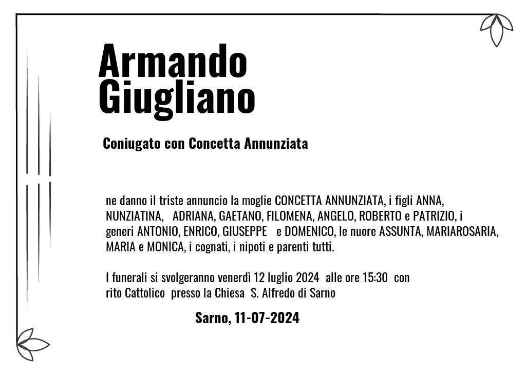 Manifesto funebre di Armando  Giugliano Sarno