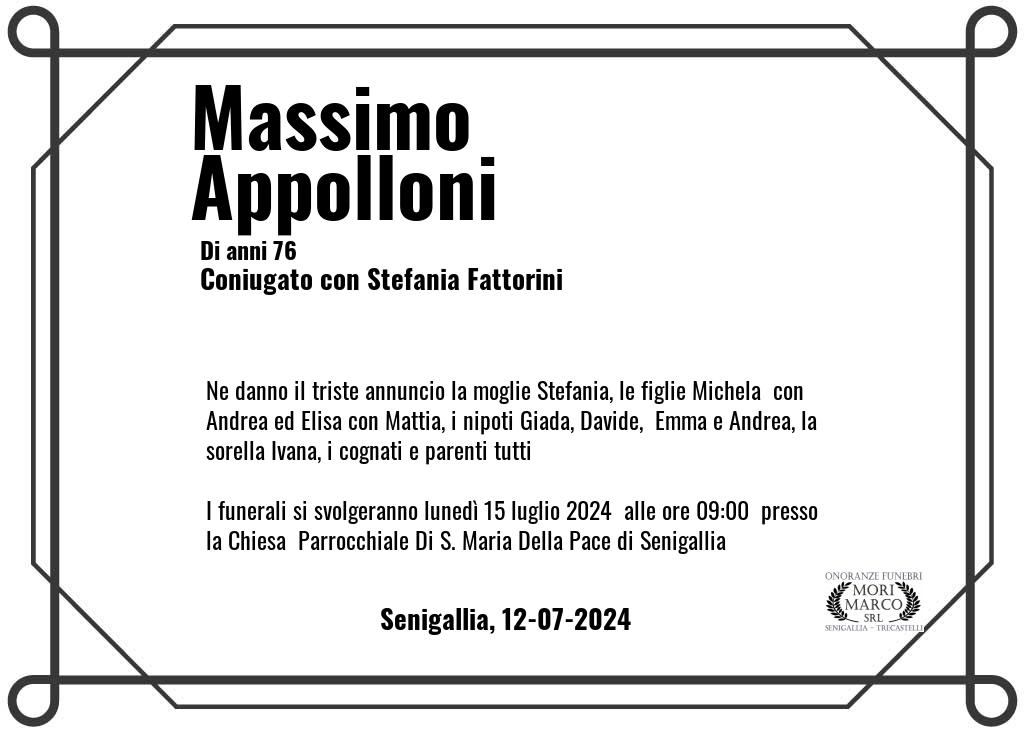 Manifesto funebre di Massimo  Appolloni Senigallia