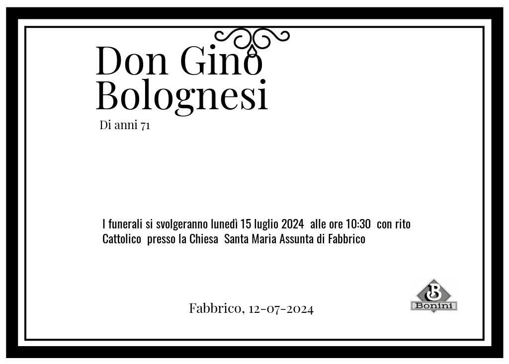 Manifesto funebre di Don Gino  Bolognesi Fabbrico