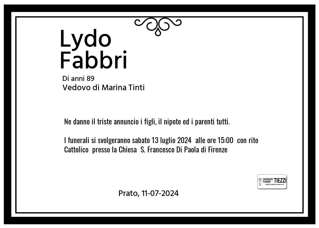 Manifesto funebre di Lydo  Fabbri Prato