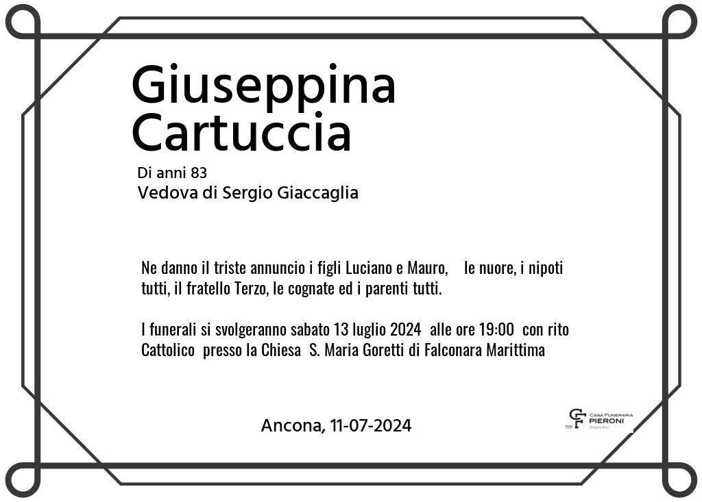 Manifesto funebre di Giuseppina  Cartuccia Ancona