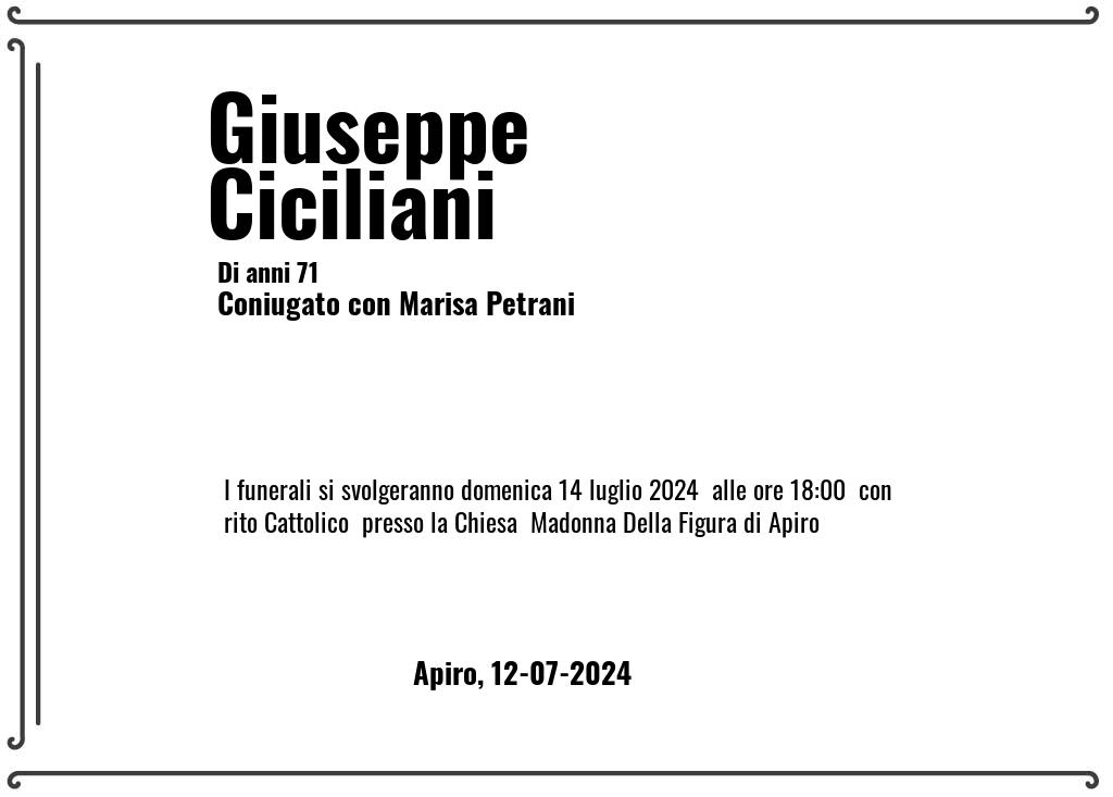 Manifesto funebre di Giuseppe  Ciciliani Apiro