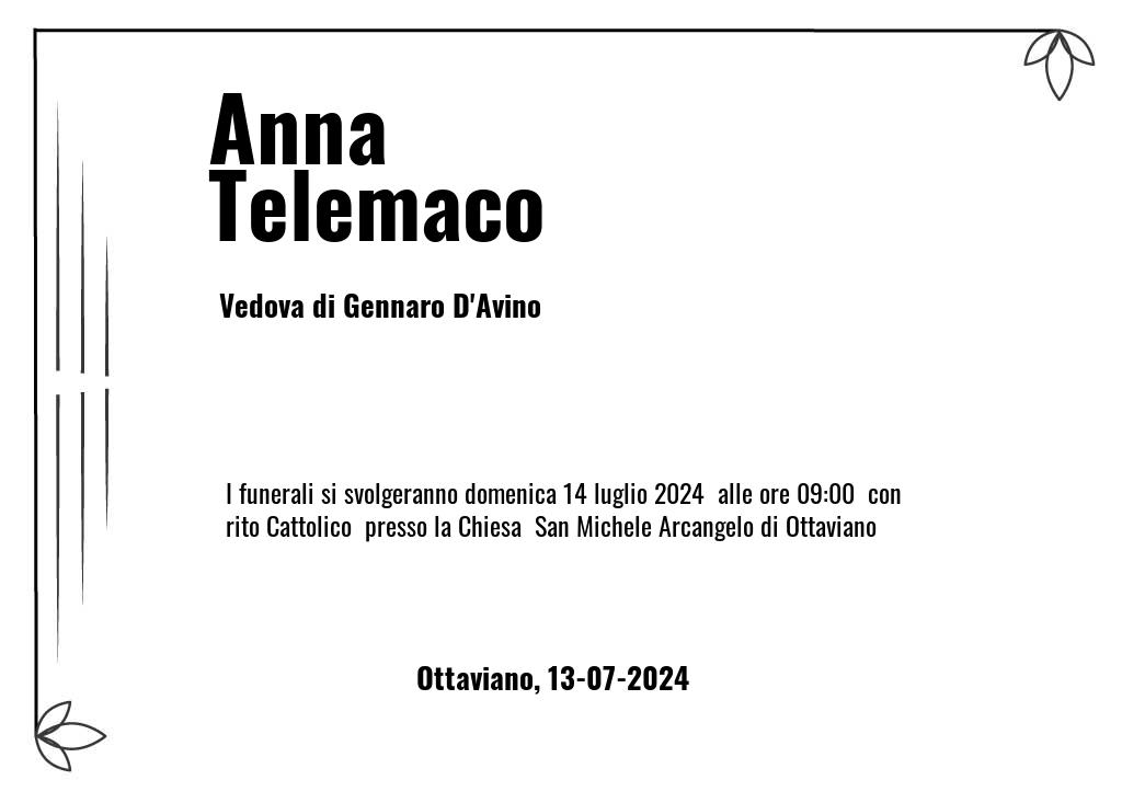 Manifesto funebre di Anna  Telemaco Ottaviano