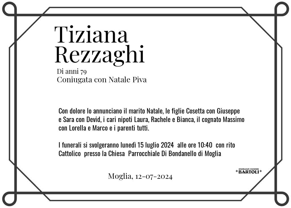 Manifesto funebre di Tiziana  Rezzaghi Moglia