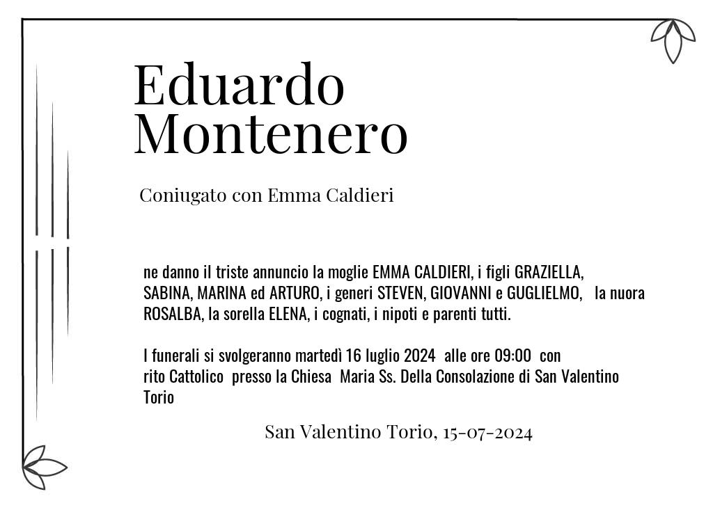 Manifesto funebre di Eduardo  Montenero San Valentino Torio