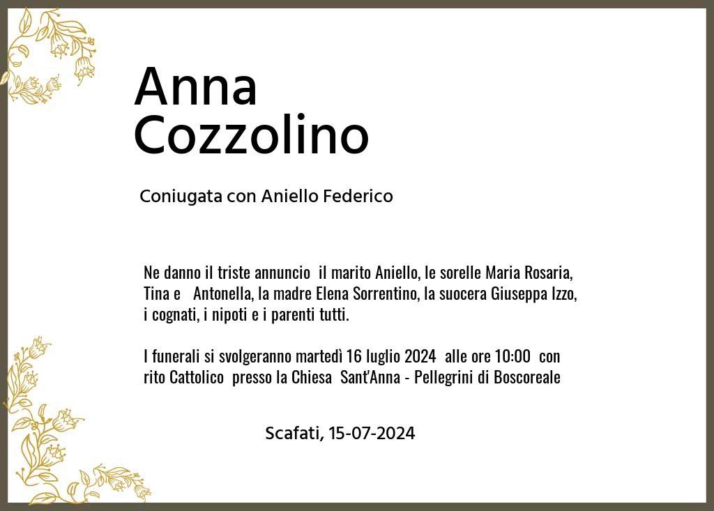 Manifesto funebre di Anna  Cozzolino Scafati