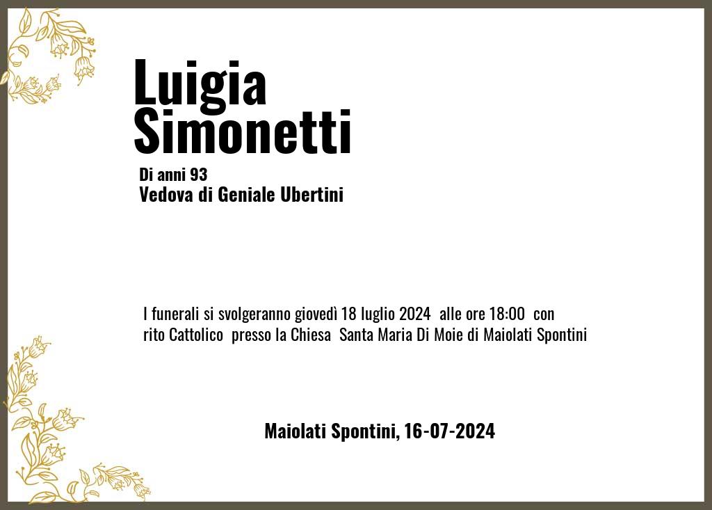 Manifesto funebre di Luigia  Simonetti Maiolati Spontini