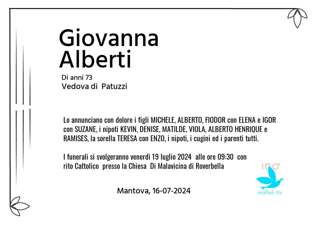 Manifesto funebre di Giovanna  Alberti Mantova