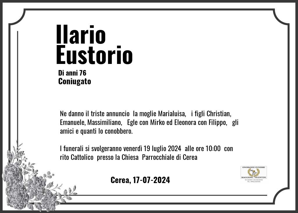 Manifesto funebre di Ilario  Eustorio Cerea