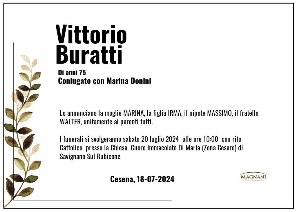 Manifesto funebre di Vittorio  Buratti Cesena