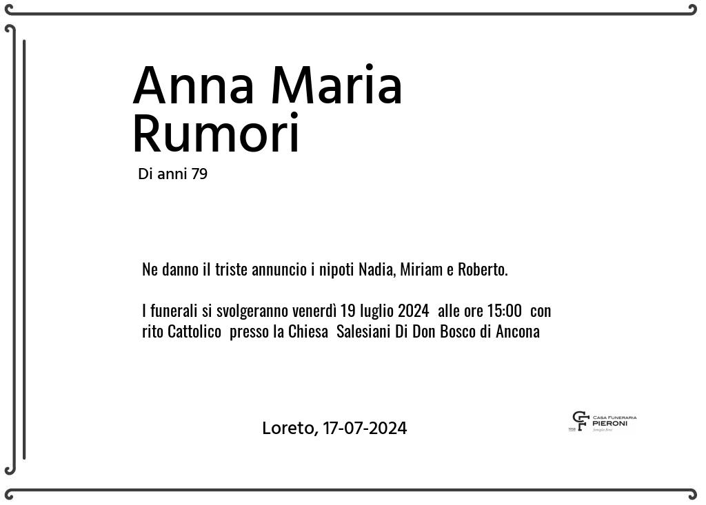 Manifesto funebre di Anna Maria  Rumori Loreto