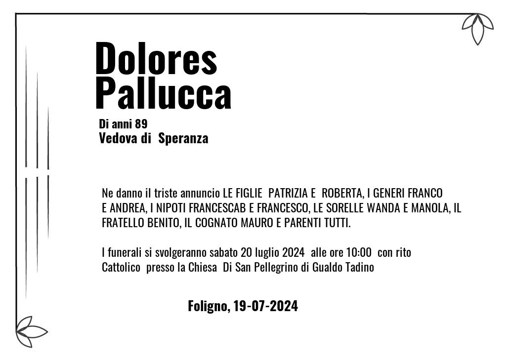 Manifesto funebre di Dolores  Pallucca Foligno