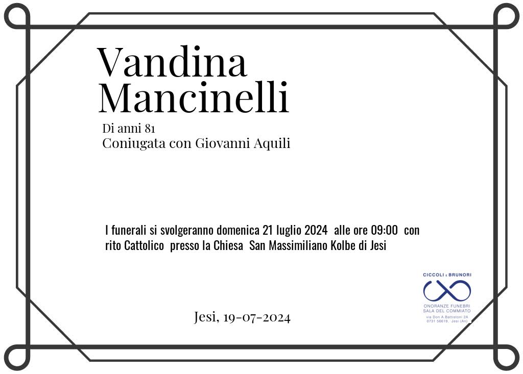 Manifesto funebre di Vandina  Mancinelli Jesi