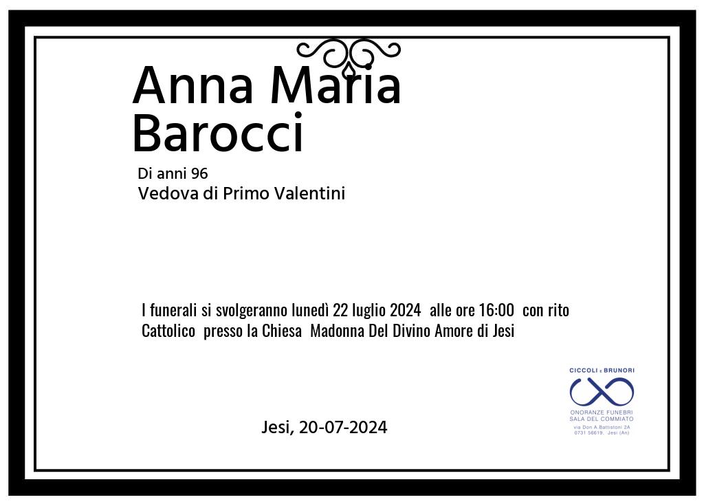 Manifesto funebre di Anna Maria  Barocci Jesi