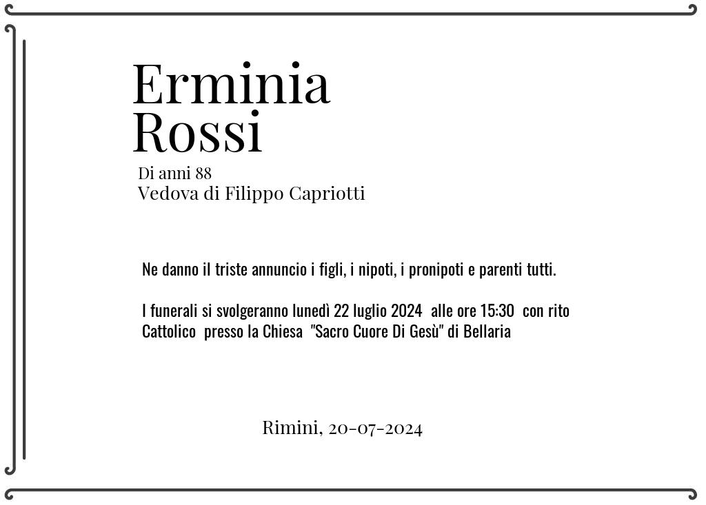 Manifesto funebre di Erminia  Rossi Rimini