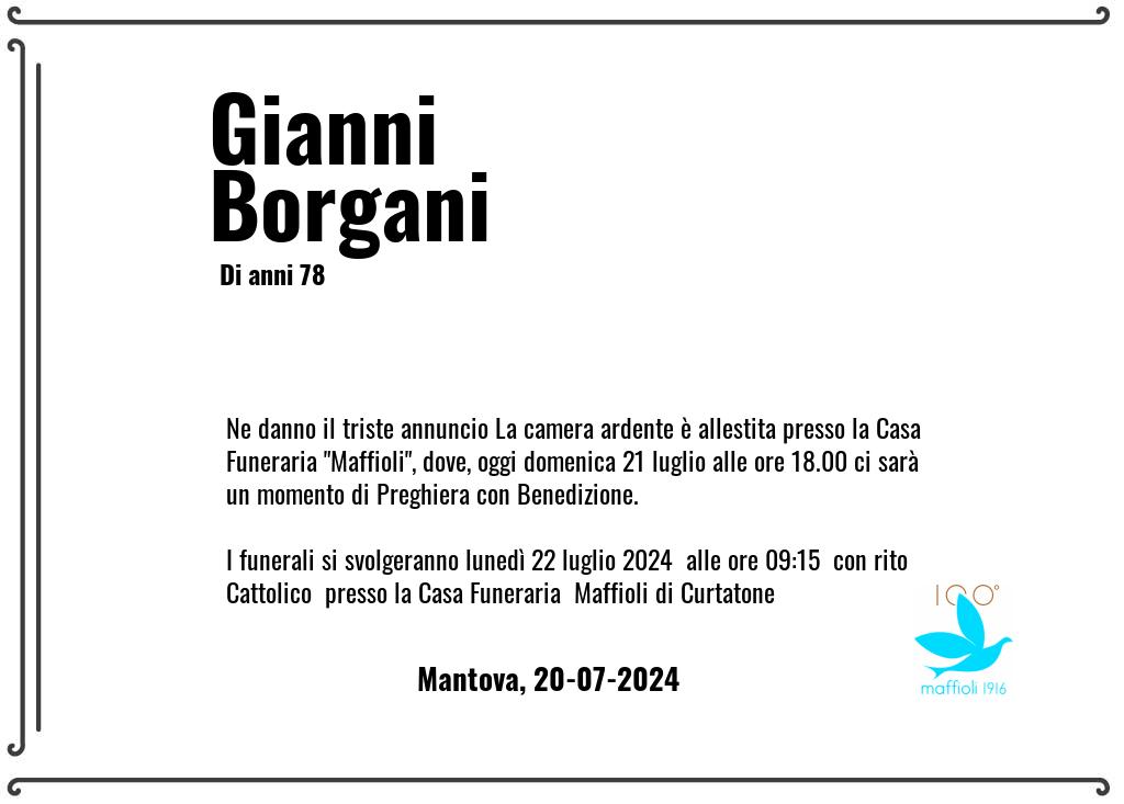 Manifesto funebre diProf. Gianni  Borgani Mantova