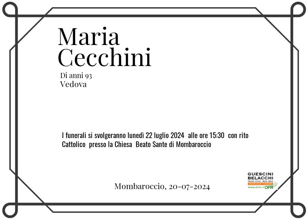 Manifesto funebre di Maria  Cecchini Mombaroccio