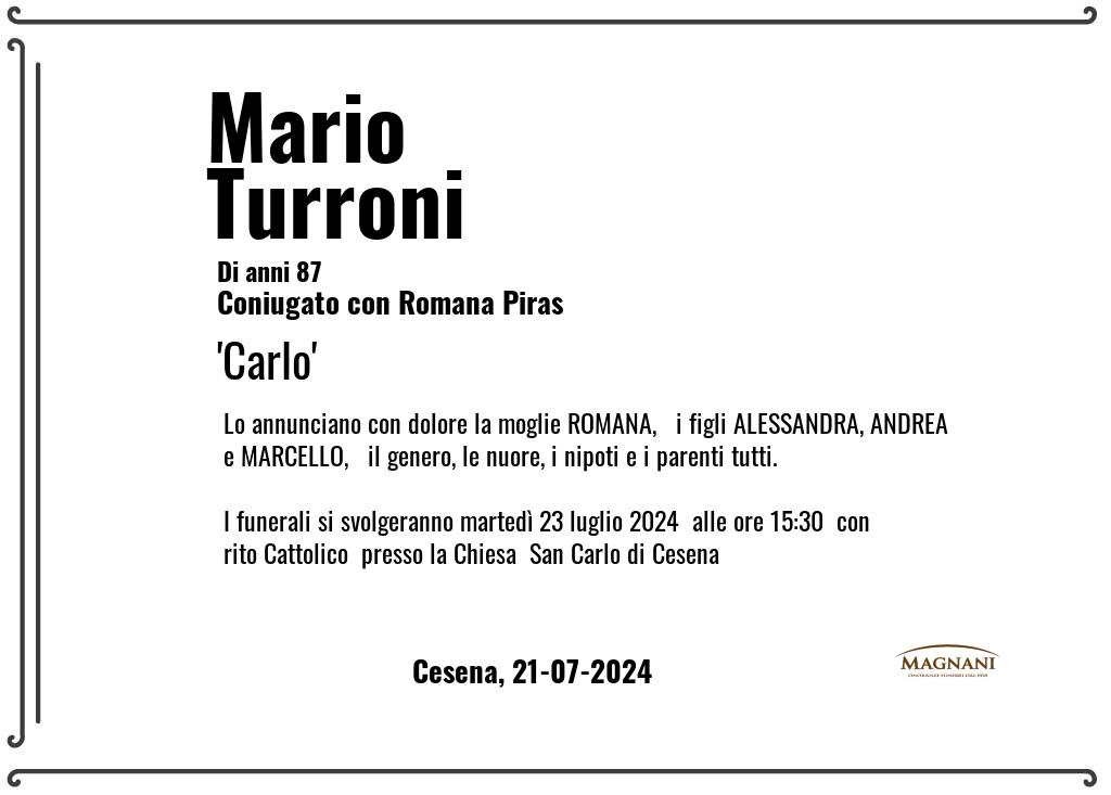 Manifesto funebre di Mario Carlo Turroni Cesena