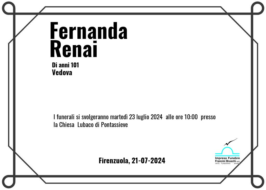 Manifesto funebre di Fernanda  Renai Firenzuola