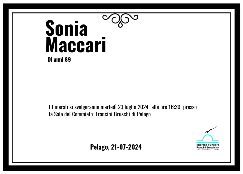 Manifesto funebre di Sonia  Maccari Pelago