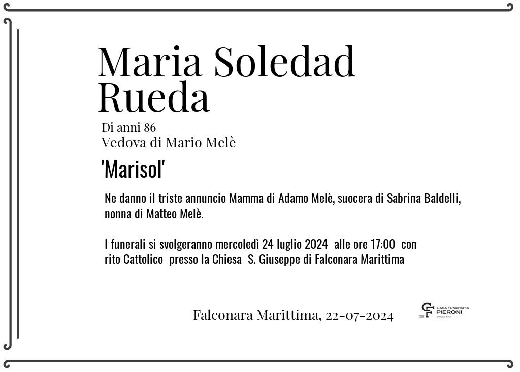 Manifesto funebre di Maria Soledad Marisol Rueda Falconara Marittima