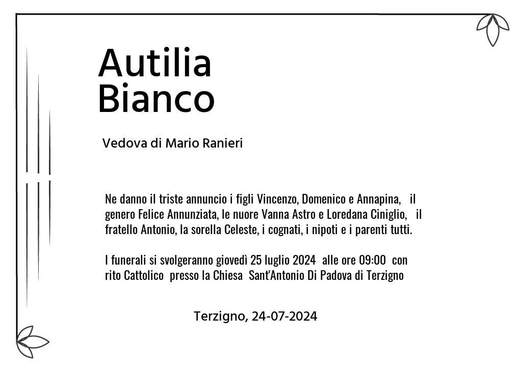 Manifesto funebre di Autilia  Bianco Terzigno