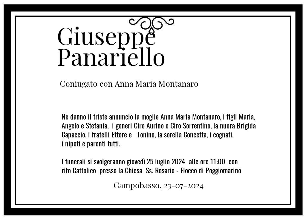 Manifesto funebre di Giuseppe  Panariello Campobasso