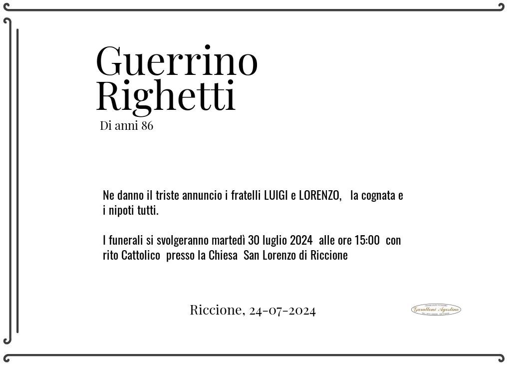 Manifesto funebre di Guerrino  Righetti Riccione