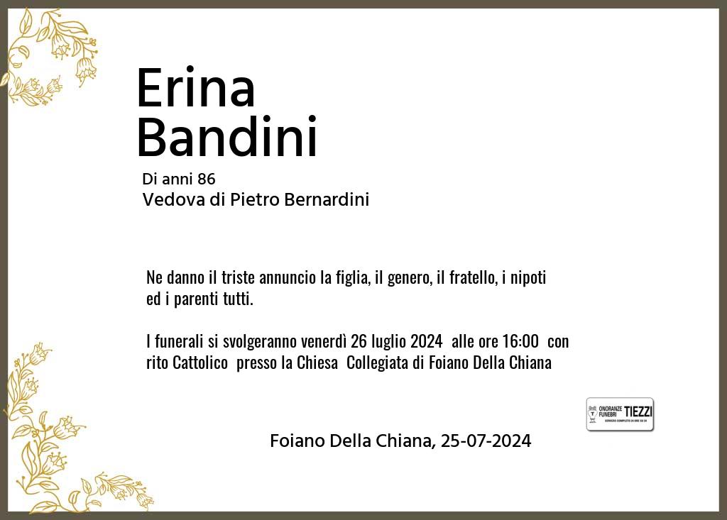 Manifesto funebre di Erina  Bandini Foiano Della Chiana