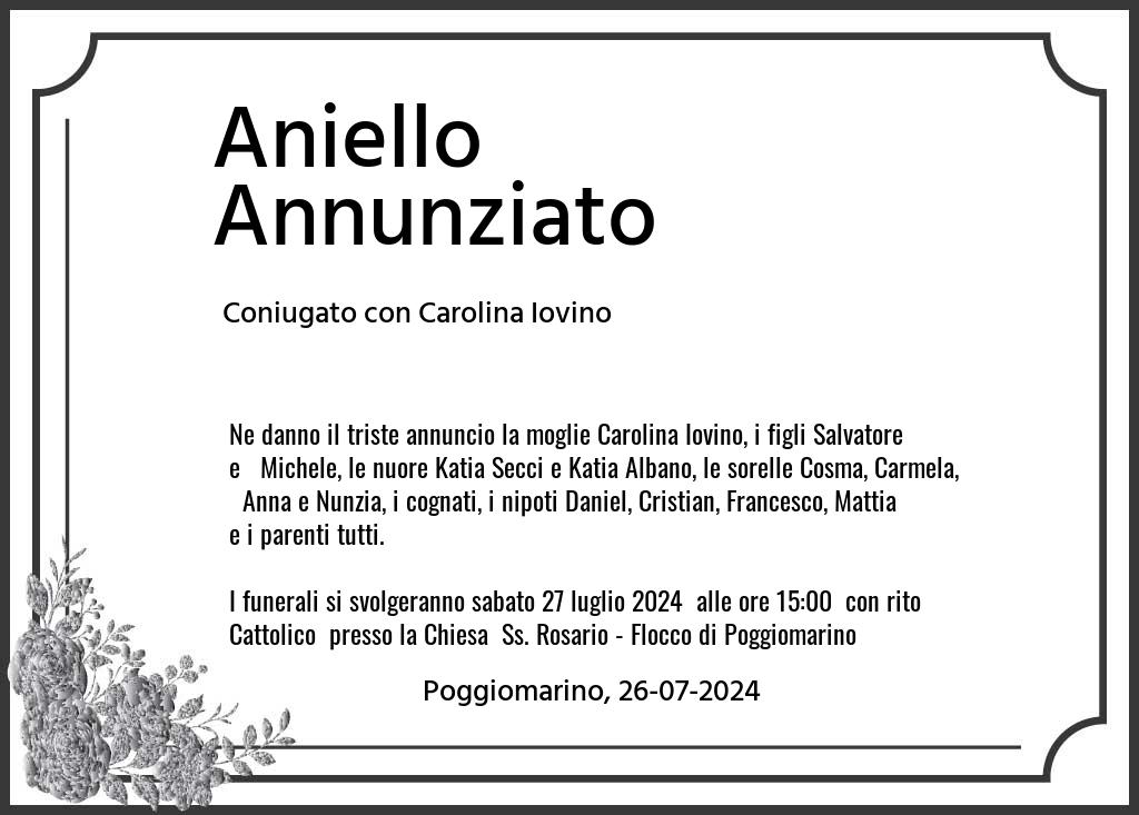 Manifesto funebre di Aniello  Annunziato Poggiomarino