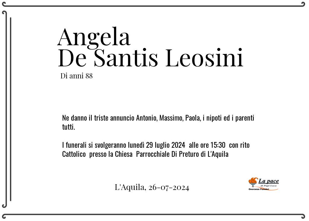 Manifesto funebre di Angela  De Santis Leosini L'Aquila