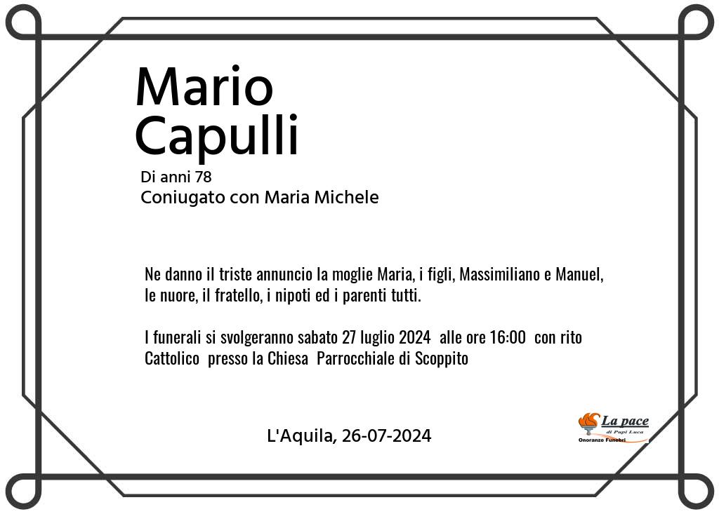 Manifesto funebre di Mario  Capulli L'Aquila