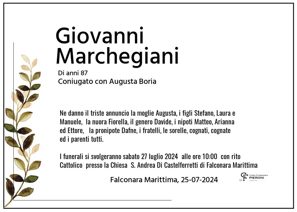 Manifesto funebre di Giovanni  Marchegiani Falconara Marittima