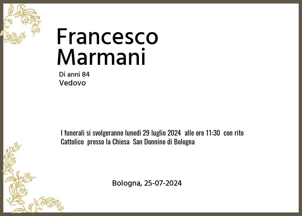 Manifesto funebre di Francesco  Marmani Bologna