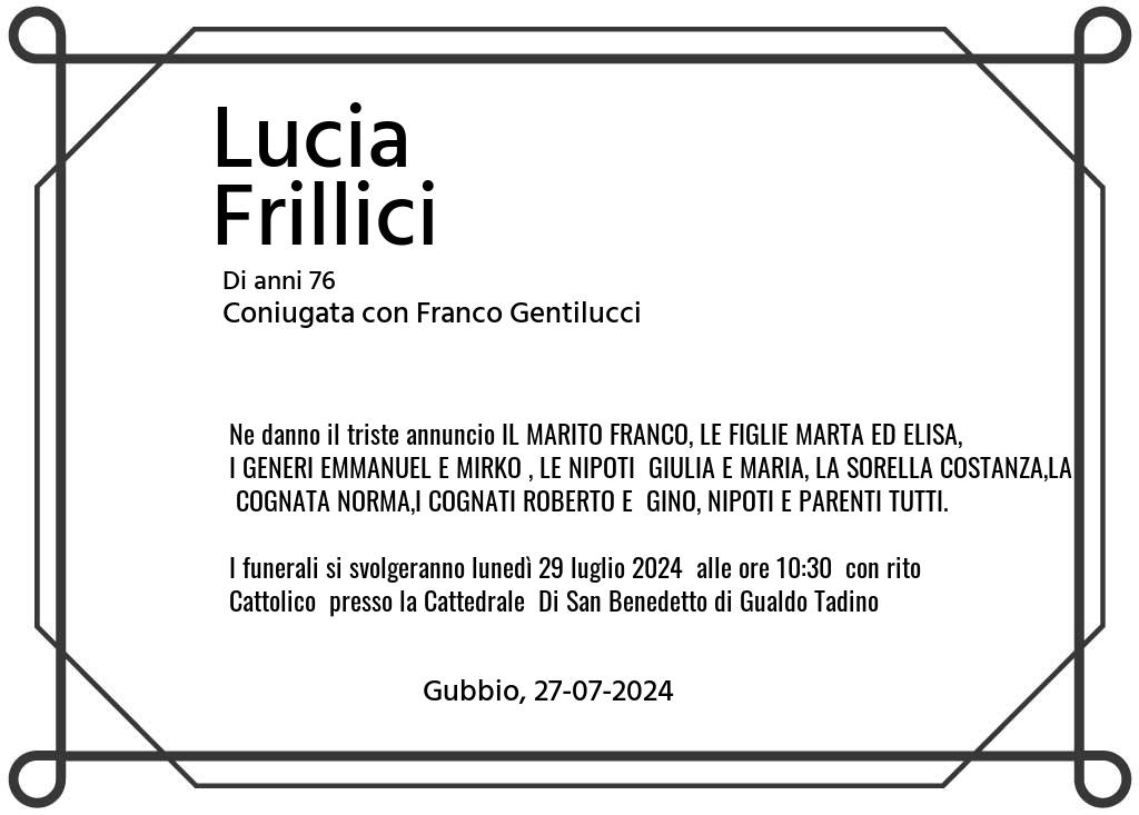 Manifesto funebre di Lucia  Frillici Gubbio