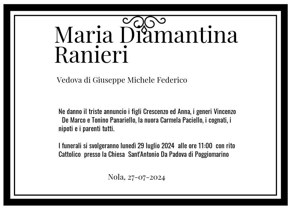 Manifesto funebre di Maria Diamantina  Ranieri Nola