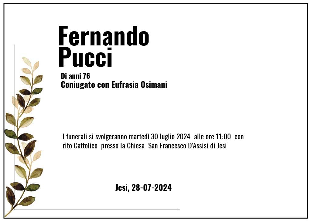 Manifesto funebre di Fernando  Pucci Jesi