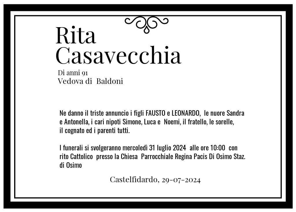 Manifesto funebre di Rita  Casavecchia Castelfidardo