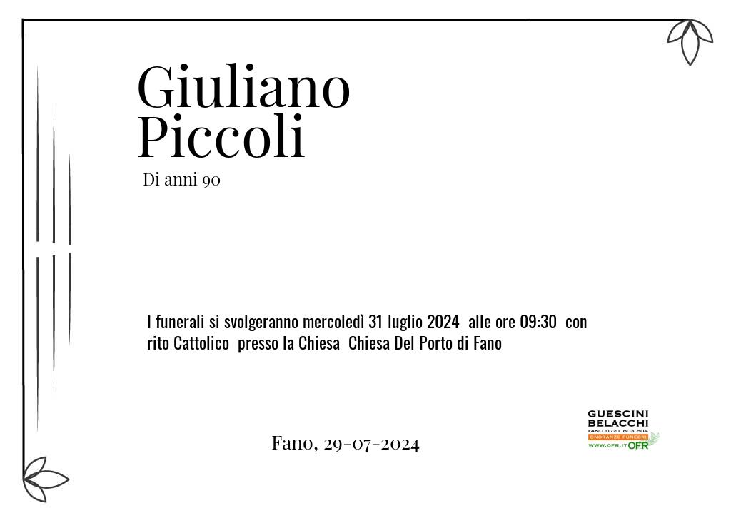 Manifesto funebre di Giuliano  Piccoli Fano