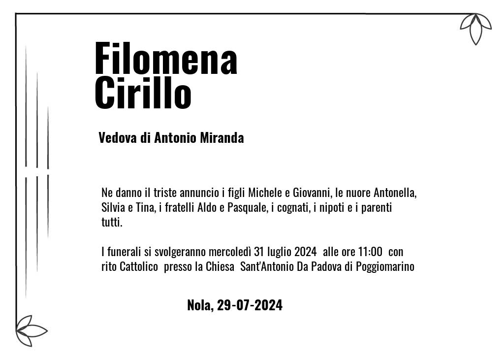 Manifesto funebre di Filomena  Cirillo Nola