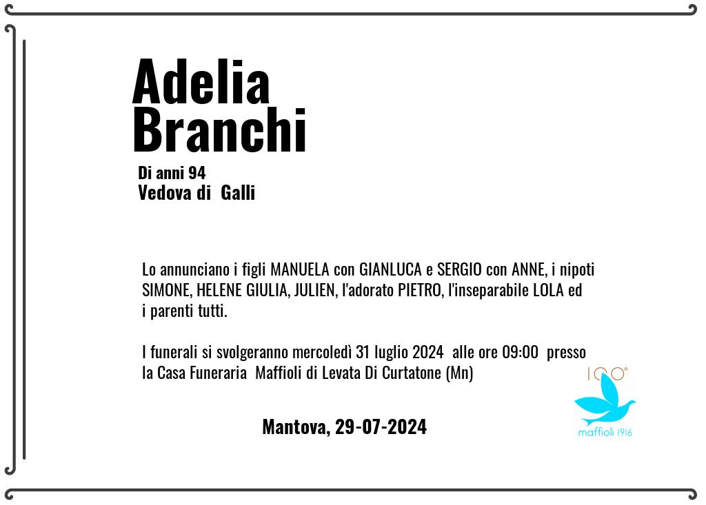 Manifesto funebre di Adelia  Branchi Mantova