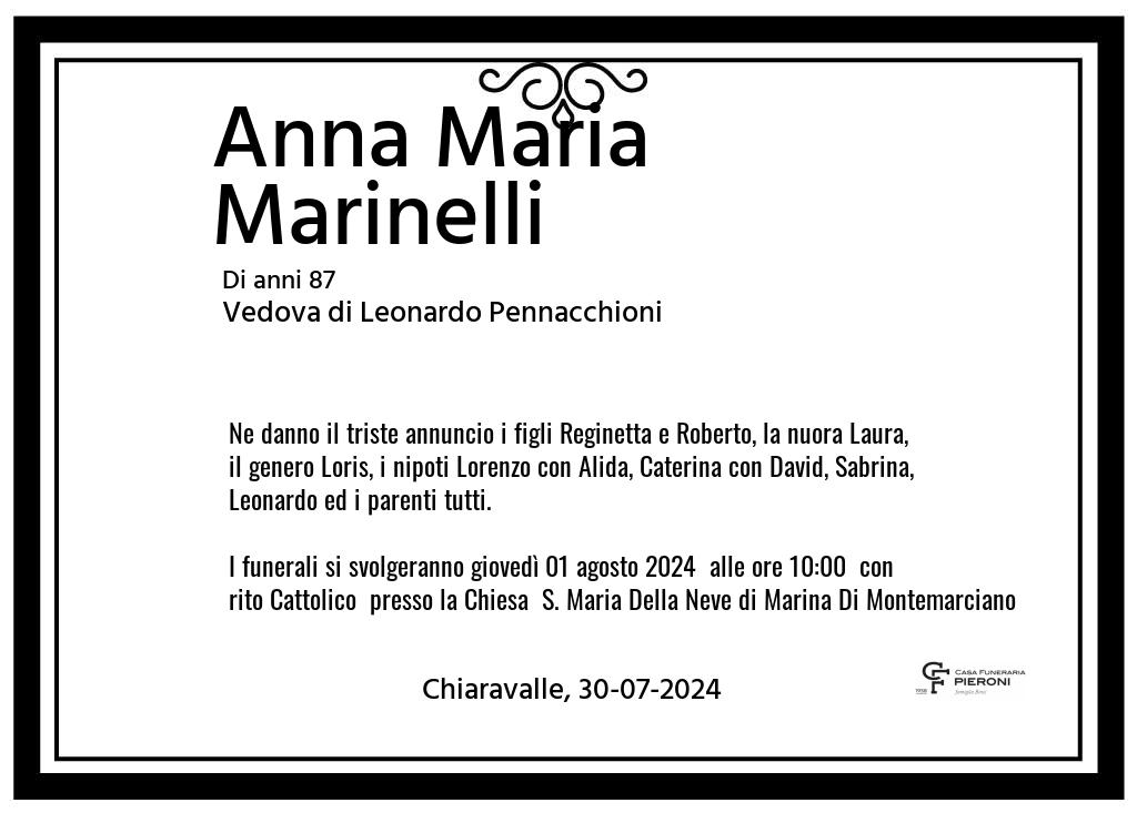 Manifesto funebre di Anna Maria  Marinelli Chiaravalle