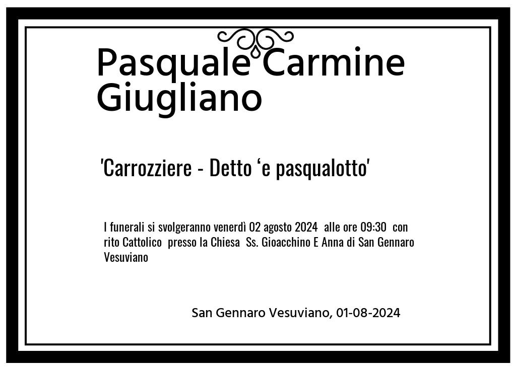 Manifesto funebre di Pasquale Carmine Carrozziere - Detto ‘e pasqualotto Giugliano San Gennaro Vesuviano