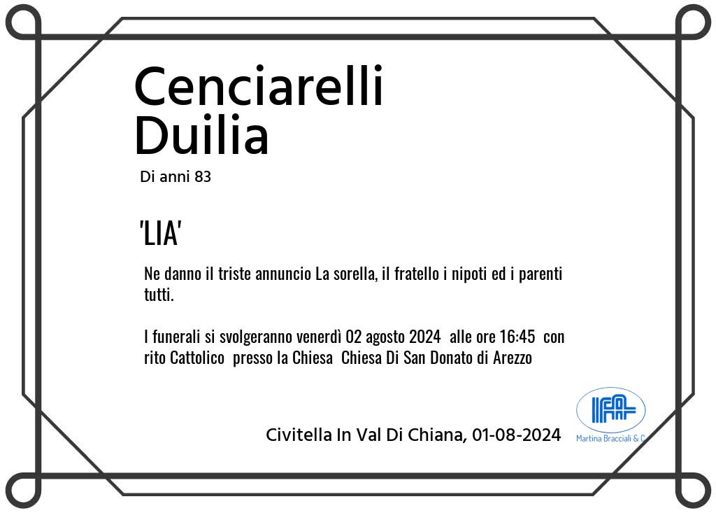 Manifesto funebre di Cenciarelli LIA Duilia Civitella In Val Di Chiana