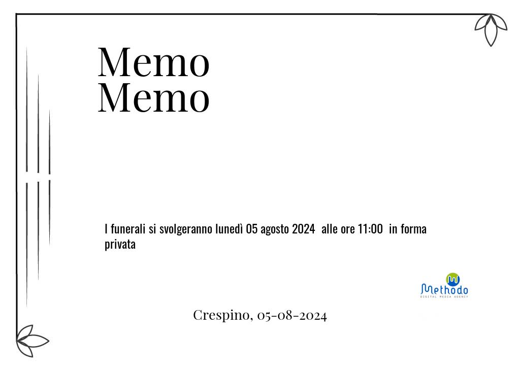 Manifesto funebre di Memo  Memo Crespino