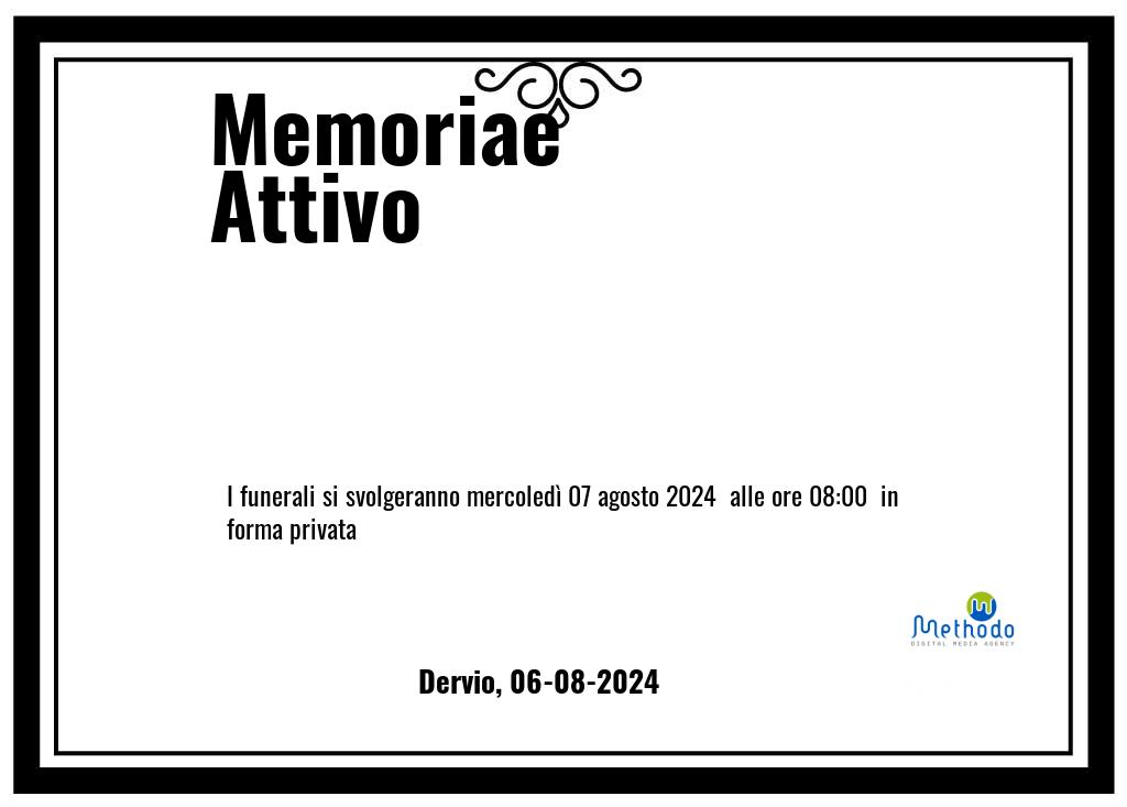 Manifesto funebre di Memoriae  Attivo Dervio